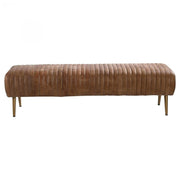 Bench with Full Grain Leather Upholstered Cushion