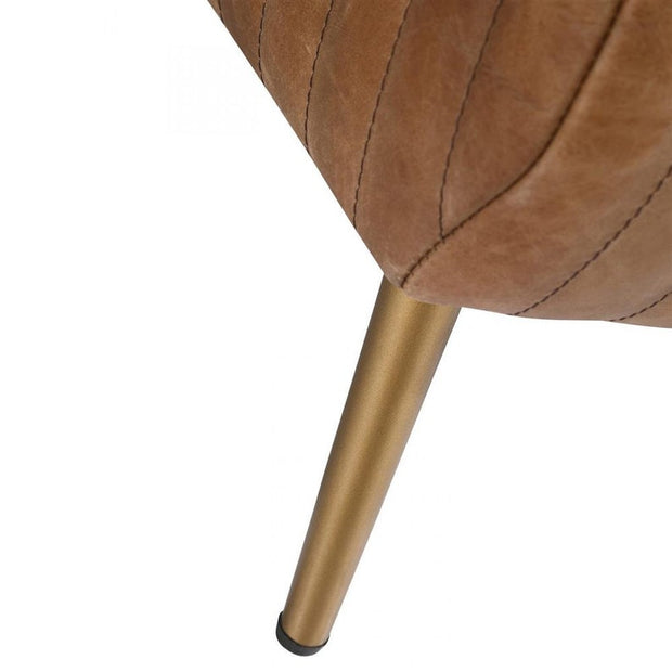 Bench with Full Grain Leather Upholstered Cushion