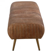 Bench with Full Grain Leather Upholstered Cushion