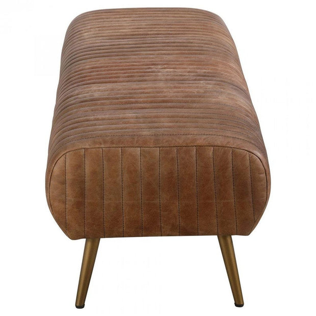 Bench with Full Grain Leather Upholstered Cushion