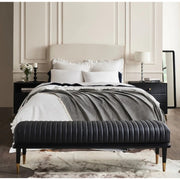 Bench with Full Grain Leather Upholstered Cushion