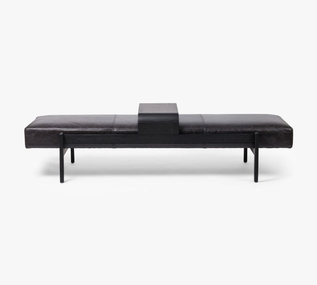 Bench with Full Grain Leather Upholstered Cushion