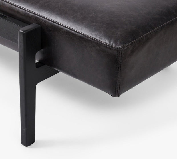 Bench with Full Grain Leather Upholstered Cushion