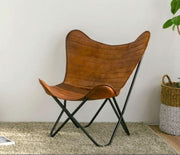 Handmade Leather Butterfly Chair Padding Cover Relaxing (Only Cover )