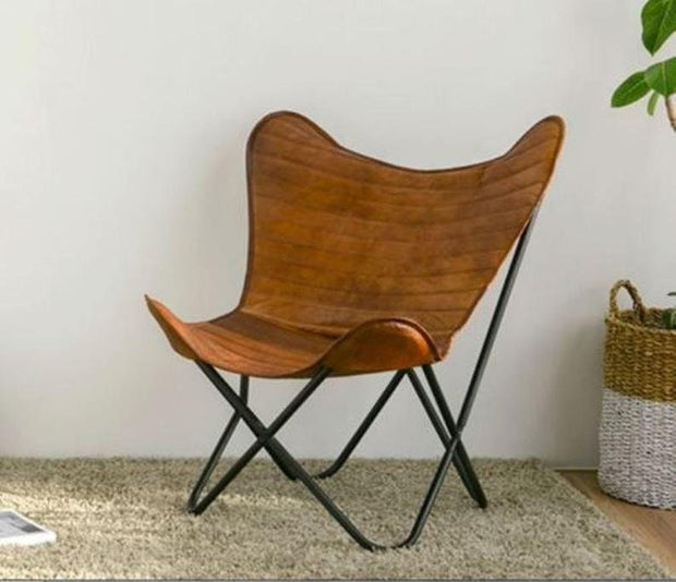 Handmade Leather Butterfly Chair Padding Cover Relaxing (Only Cover )