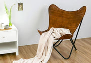 Handmade Leather Butterfly Chair Padding Cover Relaxing (Only Cover )
