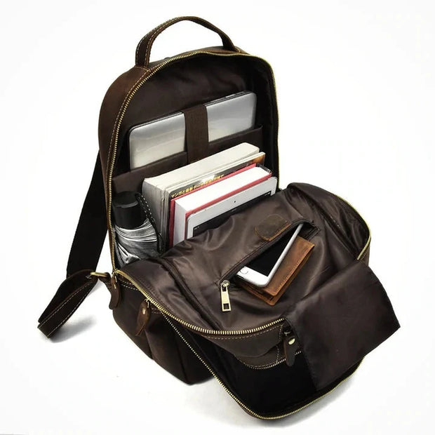 Leather Backpack Women, Leather Rucksack Knapsack Laptop Backpack, Work Daily Brown Backpack,