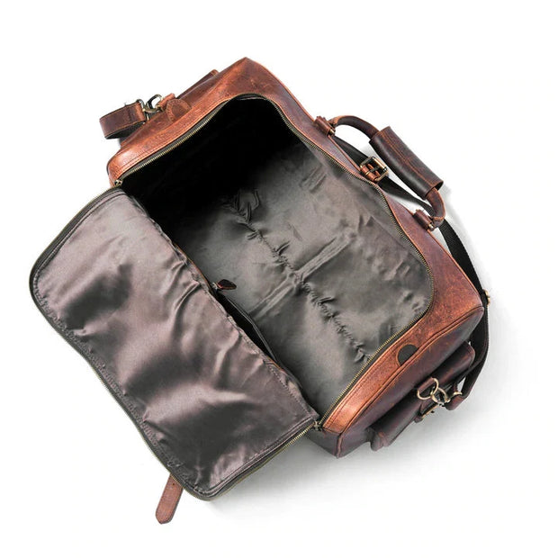 Brown Leather Bag Genuine Leather Weekender Bag / Overnight Bag
