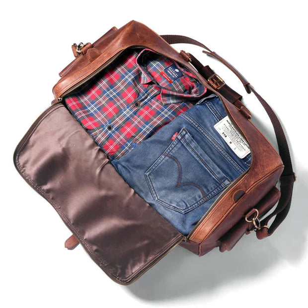 Brown Leather Bag Genuine Leather Weekender Bag / Overnight Bag