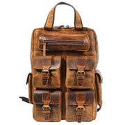 Leather Backpack Rucksack Travel Laptop Camping School College Bag for Men Women (Multi pocket)