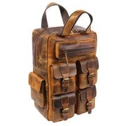 Leather Backpack Rucksack Travel Laptop Camping School College Bag for Men Women (Multi pocket)