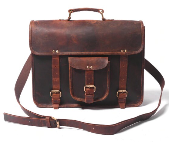 18 Inch Leather Laptop Bags For Men | Leather Messenger Bags | Leather Shoulder Bags | Leather Shoulder Bag for Men, Leather College Bag, Leather School Bag