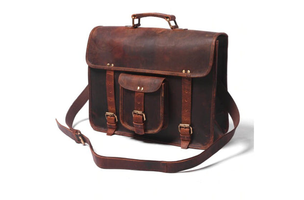 18 Inch Leather Laptop Bags For Men | Leather Messenger Bags | Leather Shoulder Bags | Leather Shoulder Bag for Men, Leather College Bag, Leather School Bag