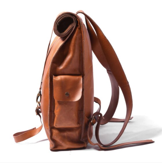 Leather Rolltop Backpack  Leather Work Bag | Rolltop Rucksack