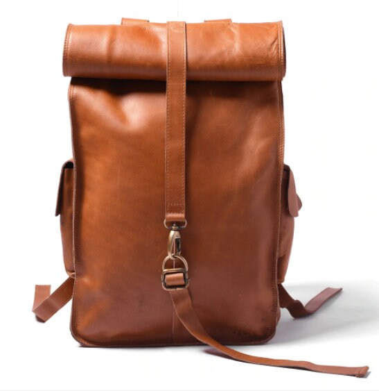 Leather Rolltop Backpack  Leather Work Bag | Rolltop Rucksack