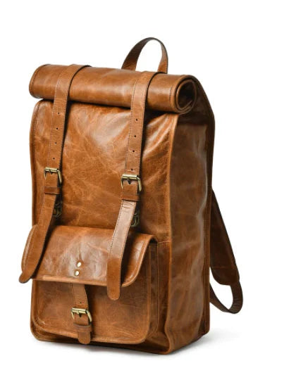 Top Quality Leather Backpack | Leather Travel Bag | Leather Work Bag | Roll top