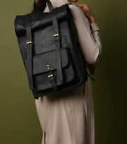 Top Quality Black Leather Bag Leather Backpack | Leather Travel Bag | Leather Work Bag