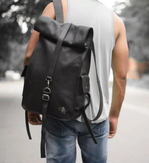 Personalised Gifts For Him|Leather Rolltop Backpack|Mens Travel Bag|Backpack For Women|Leather Work Bag|Rolltop Rucksack|Fathers Day Gift