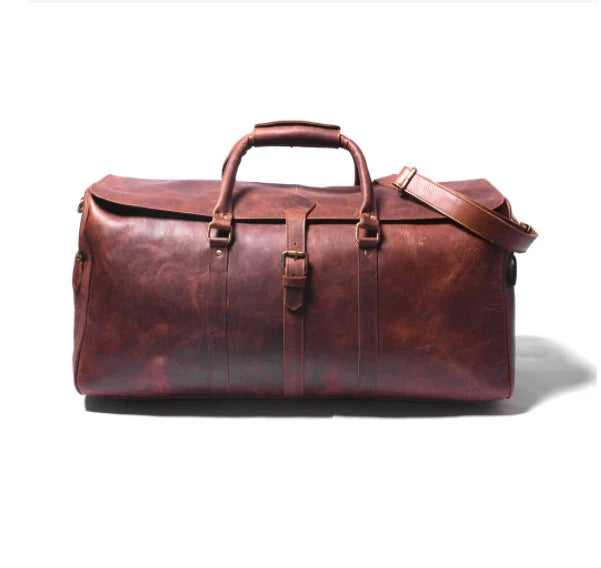 Full Grain Leather Duffle Bag | Genuine Leather Weekender Bags | Leather Holdall | Overnight Bags