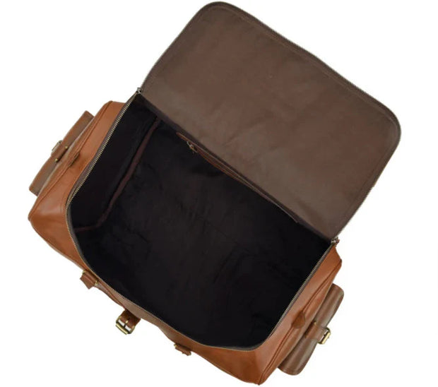 Handmade Full Grain Leather Duffle Bag|Leather Weekender Bag|Overnight Bag