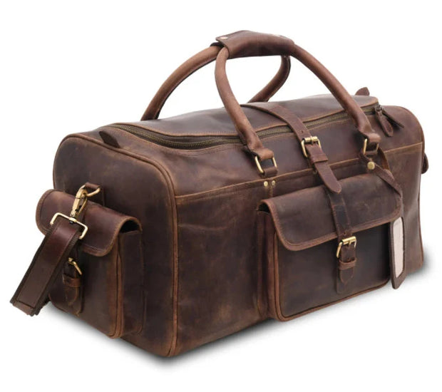 Leather Duffle Bag |  Overnight Bag For Men | Personalized Leather Weekender Bag | Traveler Bag | Simple Bag