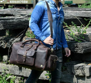 Leather Duffle Bag |  Overnight Bag For Men | Personalized Leather Weekender Bag | Traveler Bag | Simple Bag