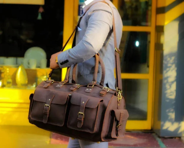 Monogrammed Leather | Travel Bag | Leather Holdall | Overnight Bag | Carry on Bag | Personalized Gifts For | Leather Duffle Bag