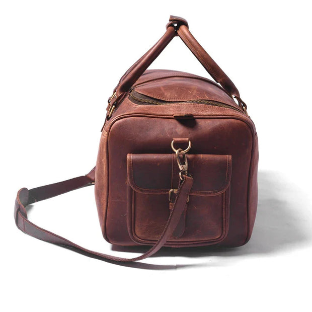 Brown Leather Bag Genuine Leather Weekender Bag / Overnight Bag
