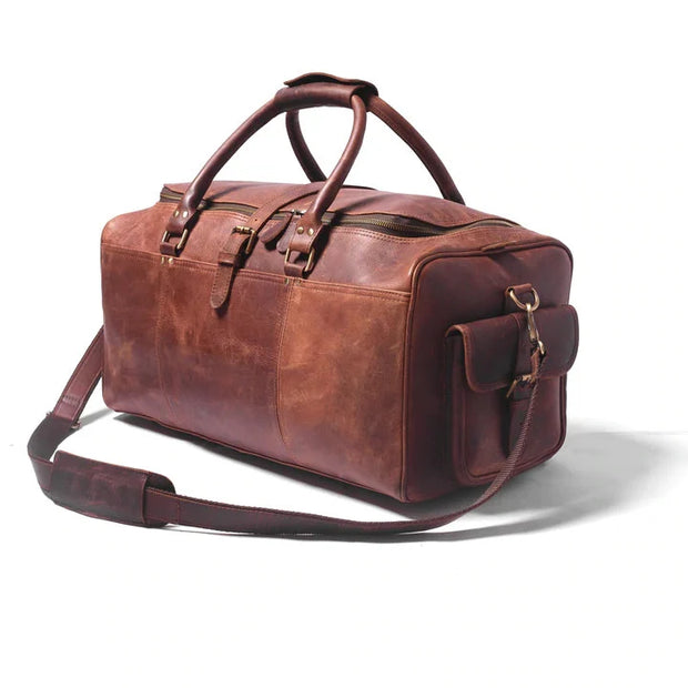 Brown Leather Bag Genuine Leather Weekender Bag / Overnight Bag