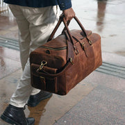 Brown Leather Bag Genuine Leather Weekender Bag / Overnight Bag