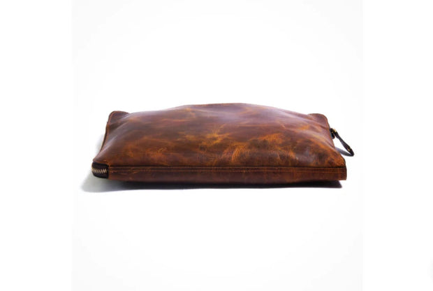 Handmade Leather Laptop Sleeve Case with document holder pocket