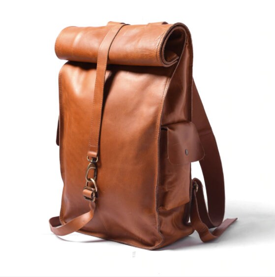 Leather Rolltop Backpack  Leather Work Bag | Rolltop Rucksack