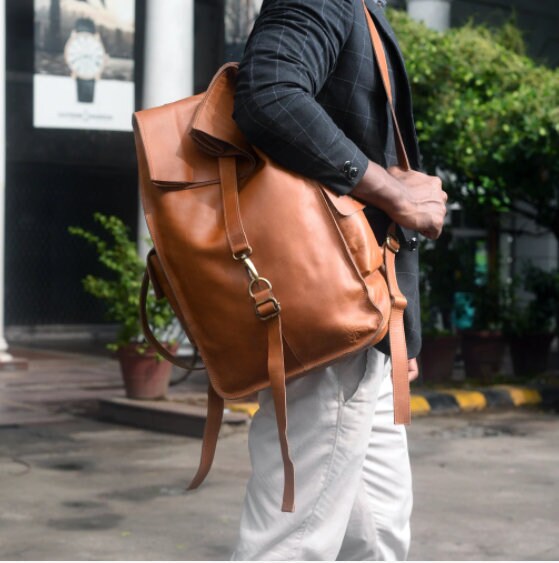 Leather Rolltop Backpack  Leather Work Bag | Rolltop Rucksack