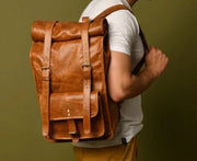 Top Quality Leather Backpack | Leather Travel Bag | Leather Work Bag | Roll top
