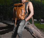 Leather Rolltop Backpack  Leather Work Bag | Rolltop Rucksack