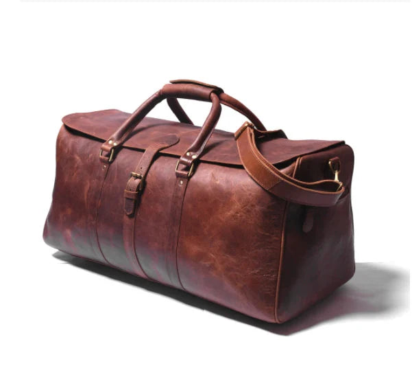 Full Grain Leather Duffle Bag | Genuine Leather Weekender Bags | Leather Holdall | Overnight Bags