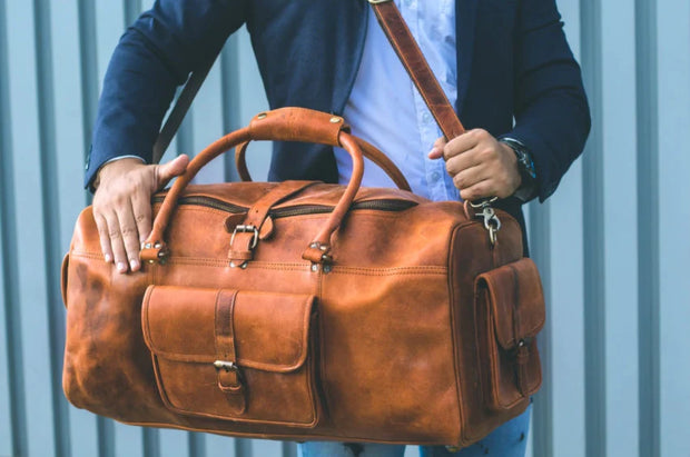 Full Grain Leather Duffle Bag Genuine Leather Weekender Bag/Leather Holdall/Overnight Bag