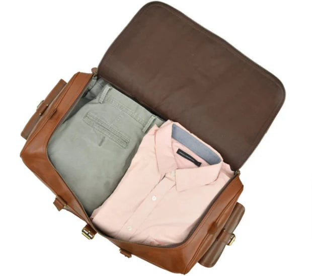 Handmade Full Grain Leather Duffle Bag|Leather Weekender Bag|Overnight Bag