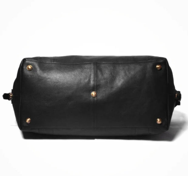Black Color Full Grain Leather Duffle Bag | Leather Weekender Bag/Leather Holdall | Overnight Bag Men | Carryon Bag