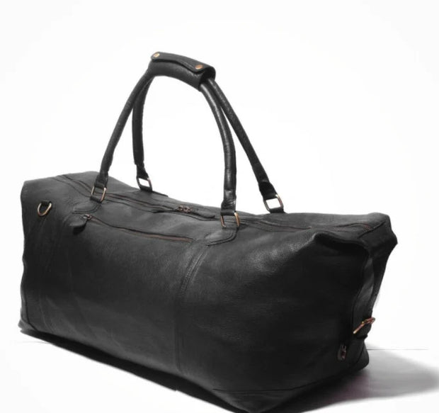 Black Color Full Grain Leather Duffle Bag | Leather Weekender Bag/Leather Holdall | Overnight Bag Men | Carryon Bag