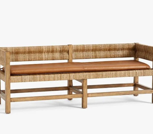 Custom genuine leather replacement cushions. Ideal for benches, mid-century chairs, Leather Bench Cushion
